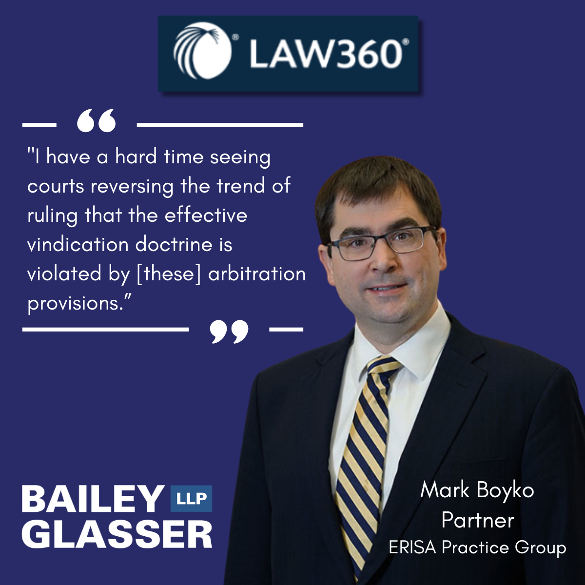 Partner Mark Boyko Talks to Law360 About Upcoming ERISA Appellate Arguments